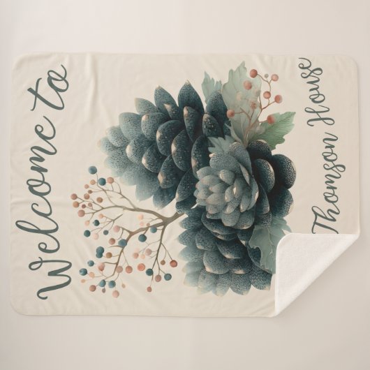 Personalisierter Winter Pinecone Familiendesign Sherpadecke (Vorderseite (Horizontal))