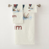 Personalisierter Winter-Pinguin-Baseball-Junior Badhandtuch Set (Insitu)