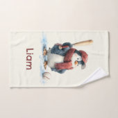 Personalisierter Winter-Pinguin-Baseball-Junior Badhandtuch Set (Handtuch)