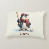 Personalisierter Winter-Pinguin-Baseball-Junior Dekokissen (Rückseite)