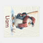 Personalisierter Winter-Pinguin-Baseball-Junior Fleecedecke (Vorderseite (Horizontal))