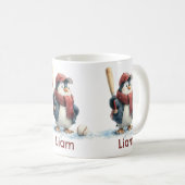 Personalisierter Winter-Pinguin-Baseball-Junior Kaffeetasse (VorderseiteRechts)