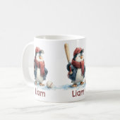 Personalisierter Winter-Pinguin-Baseball-Junior Kaffeetasse (Vorderseite Links)