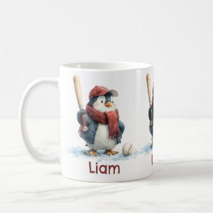Personalisierter Winter-Pinguin-Baseball-Junior Kaffeetasse