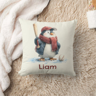 Personalisierter Winter-Pinguin-Baseball-Junior Kissen