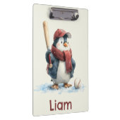 Personalisierter Winter-Pinguin-Baseball-Junior Klemmbrett (Rechts)