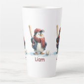 Personalisierter Winter-Pinguin-Baseball-Junior Milchtasse (Vorderseite)