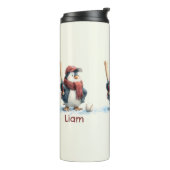 Personalisierter Winter-Pinguin-Baseball-Junior Thermosbecher (Nach links gedreht)