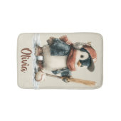 Personalisierter Winter-Pinguin-Baseballanzug für Badematte (Vorderseite)