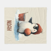 Personalisierter Winter-Pinguin-Basketball-Junior Fleecedecke (Vorderseite (Horizontal))