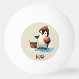 Personalisierter Winter-Pinguin-Basketball-Kid Tischtennisball