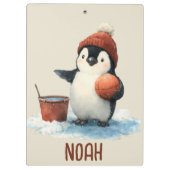 Personalisierter Winter-Pinguin-Basketball Kind Klemmbrett (Rückseite)