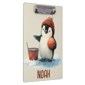Personalisierter Winter-Pinguin-Basketball Kind Klemmbrett (Rechts)