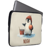 Personalisierter Winter-Pinguin-Basketball Kind Laptopschutzhülle (Vorne Rechts)