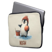 Personalisierter Winter-Pinguin-Basketball Kind Laptopschutzhülle (Vorderseite Links)
