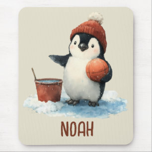 Personalisierter Winter-Pinguin-Basketball Kind Mousepad