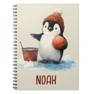 Personalisierter Winter-Pinguin-Basketball-Kind Notizblock