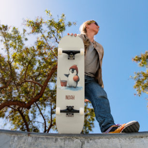 Personalisierter Winter-Pinguin-Basketball Kind Skateboard