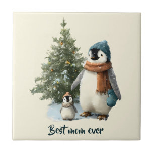 Personalisierter Winter-Pinguin „Beste Mutter alle Fliese