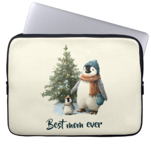 Personalisierter Winter-Pinguin „Beste Mutter über Laptopschutzhülle