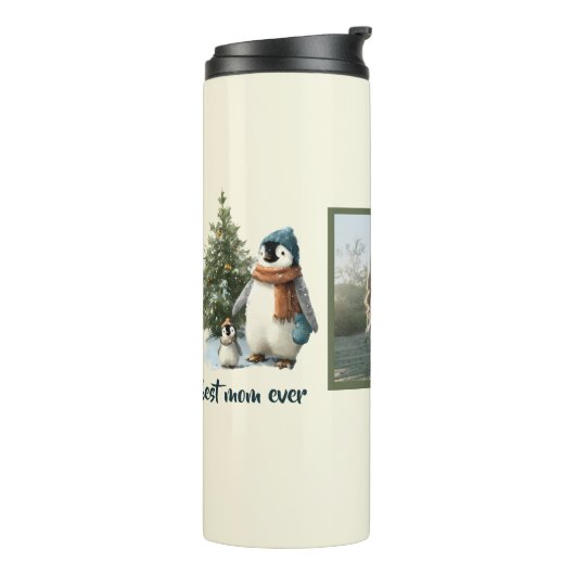 Personalisierter Winter-Pinguin „Beste Mutter über Thermosbecher (Nach links gedreht)