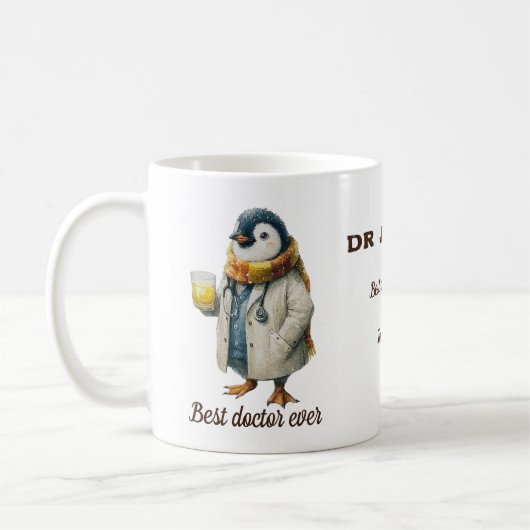Personalisierter Winter-Pinguin „Bester Arzt überh Kaffeetasse (Links)