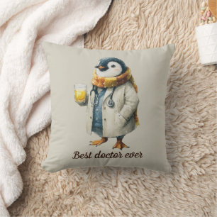 Personalisierter Winter-Pinguin „Bester Arzt überh Kissen