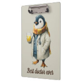 Personalisierter Winter-Pinguin „Bester Arzt überh Klemmbrett (Links)