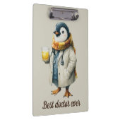 Personalisierter Winter-Pinguin „Bester Arzt überh Klemmbrett (Rechts)