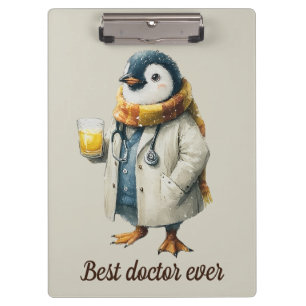 Personalisierter Winter-Pinguin „Bester Arzt überh Klemmbrett