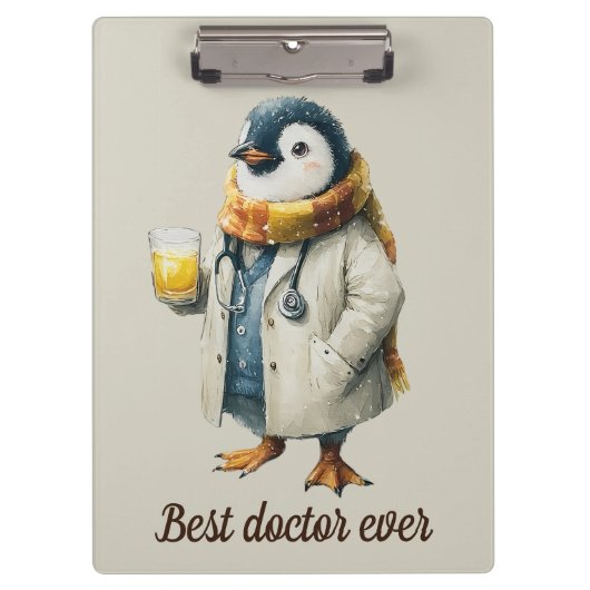 Personalisierter Winter-Pinguin „Bester Arzt überh Klemmbrett (Vorderseite)