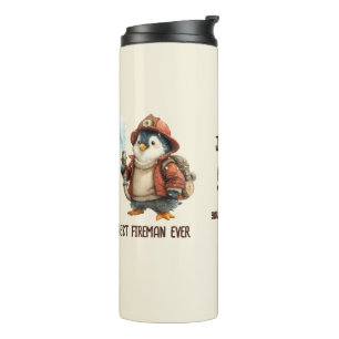 Personalisierter Winter-Pinguin-Feuerwehrmann-Gesc Thermosbecher