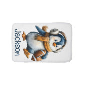 Personalisierter Winter-Pinguin-Fußball-Junior Badematte (Vorderseite)