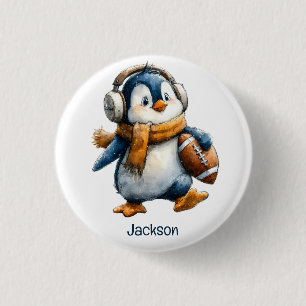 Personalisierter Winter-Pinguin-Fußball-Junior Button