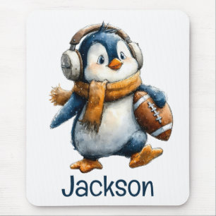 Personalisierter Winter-Pinguin-Fußball-Junior Mousepad