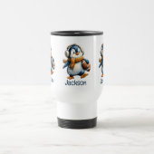 Personalisierter Winter-Pinguin-Fußball-Junior Reisebecher (Mittel)