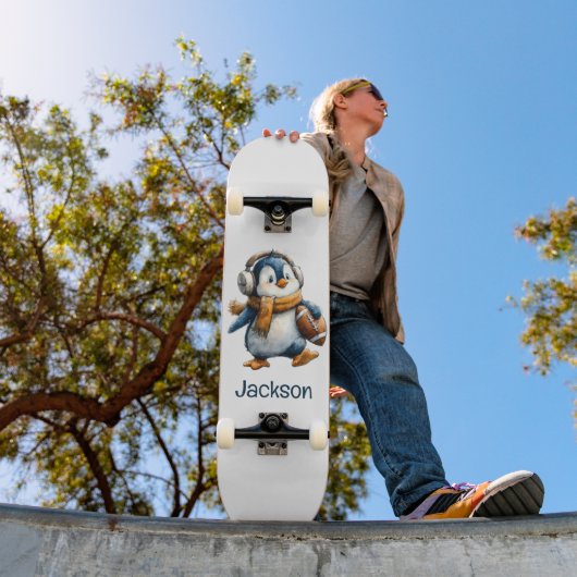 Personalisierter Winter-Pinguin-Fußball-Junior Skateboard (Außenbereich 1)