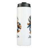 Personalisierter Winter-Pinguin-Fußball-Junior Thermosbecher (Vorderseite)