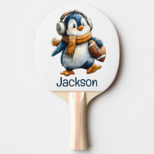 Personalisierter Winter-Pinguin-Fußball-Junior Tischtennis Schläger