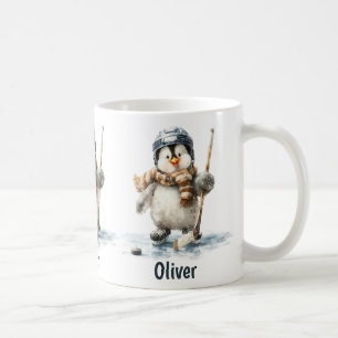 Personalisierter Winter-Pinguin-Hockey-Junior Kaffeetasse