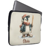 Personalisierter Winter-Pinguin-Softball-Jugendlic Laptopschutzhülle (Vorne Rechts)