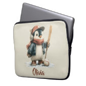 Personalisierter Winter-Pinguin-Softball-Jugendlic Laptopschutzhülle (Vorderseite Links)