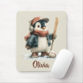 Personalisierter Winter-Pinguin-Softball-Kid Mousepad (Mit Mouse)