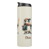 Personalisierter Winter-Pinguin-Softball-Kid Thermosbecher (Nach rechts gedreht)