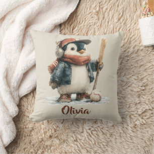 Personalisierter Winter-Pinguin-Softball-Kind Kissen