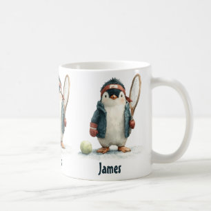 Personalisierter Winter-Pinguin-Tennis-Kid Kaffeetasse