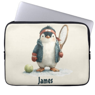 Personalisierter Winter-Pinguin-Tennis-Kid Laptopschutzhülle