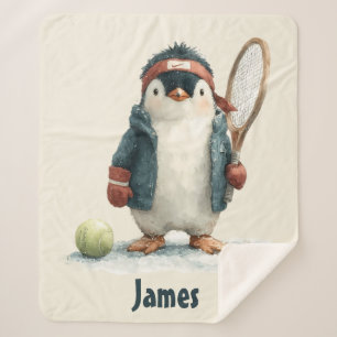 Personalisierter Winter-Pinguin-Tennis-Kid Sherpadecke