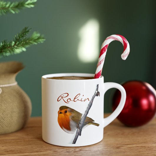 Personalisierter Winter Robin Bird Espresso Cup Espressotasse