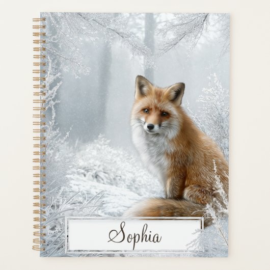 Personalisierter Winter-Wald-Fuchs Planer (Vorderseite)